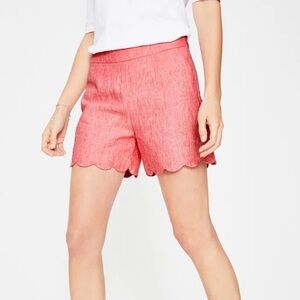 Boden Miranda Scalloped Linen Shorts